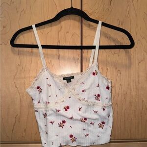 Floral white and pink tank top